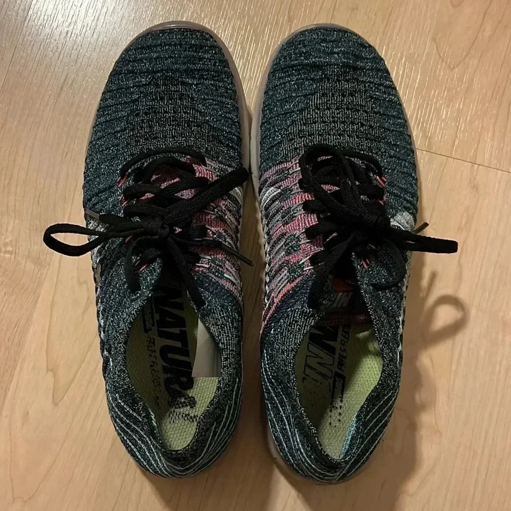 Nike Free RN Flyknit Running Shoes Sneakers Blue Women’s 8.5